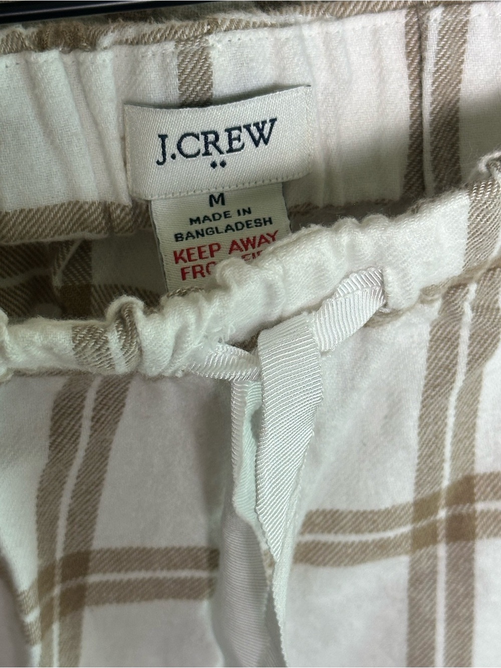 J. Crew Cream & Tan Plaid Flannel Pajama Pants
